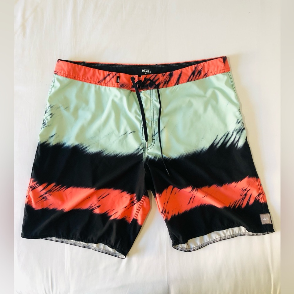 Vans Men’s Coral, Black & Mint Swim Board Shorts